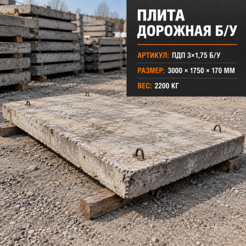 Плита дорожная б/у 3х1,75
